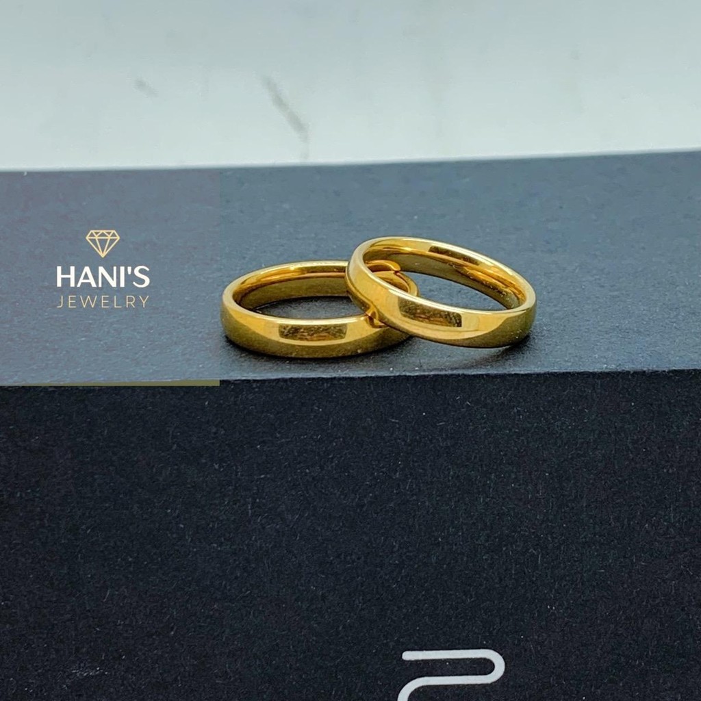 Cincin Titanium Gold Polos Pria Wanita