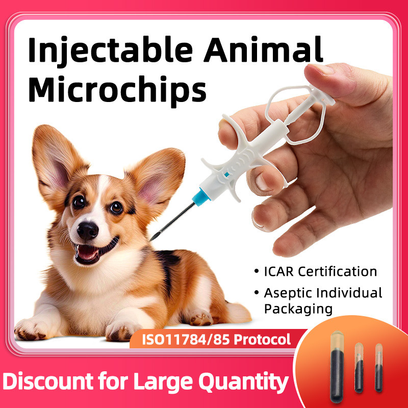 

READELL 80 PCS Glass Tag with implanter ISO11784/785 FDX-B turtle usage ICAR Certificate dog chip pet animal microchip
