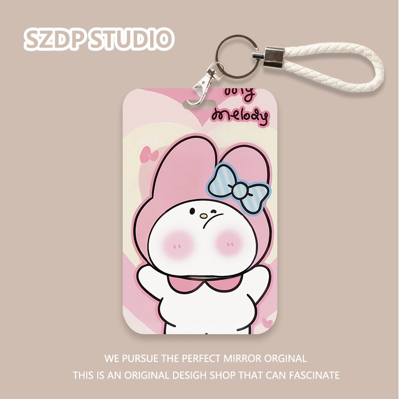 

ID CARD Penutup pelindung gantungan kunci terintegrasi kawaii lucu pola kelinci topi busur merah muda kartun Korea penutup pelindung kartu bank penutup pelindung kartu bus kartu ID