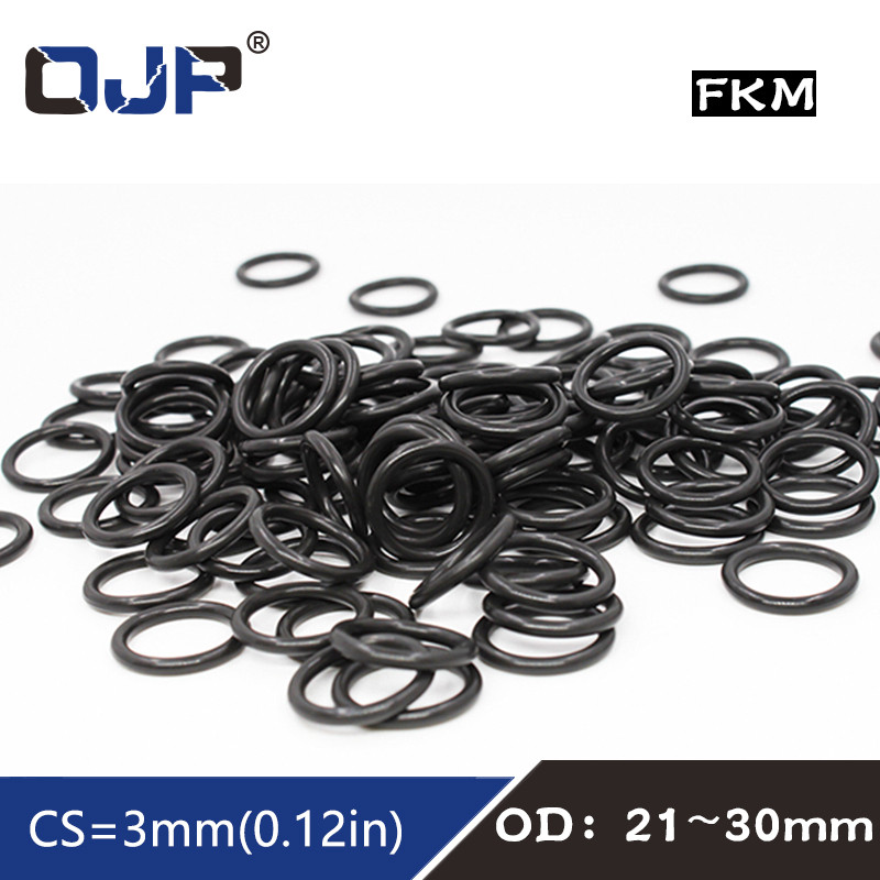 5PCS Fluorine rubber Ring Black FKM O ring Seal OD21/22/23/24/25/26/27/28/29/30*3mm Rubber O-Ring Se