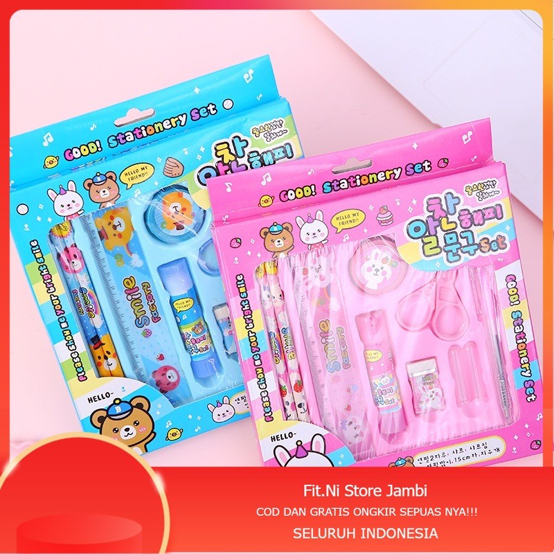 

Pensil Set 9in1 Karakter Lucu / Paket Lengkap Alat Tulis Tutup Pensil Pulpen Penghapus Penggaris Rautan Lem Gunting Kertas Gambar kartun Imut / Mini Stationery Character 9 Pcs ATK Perlengkapan Menulis Anak Sekolah Hadiah Kado Ulang Tahun Souvenir SD PAUD