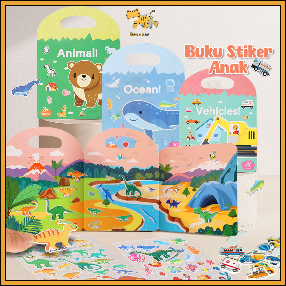 

ID Bevavar Buku Stiker Anak Sticker Book Activity Reusable Sticker Mainan Edukasi Anak