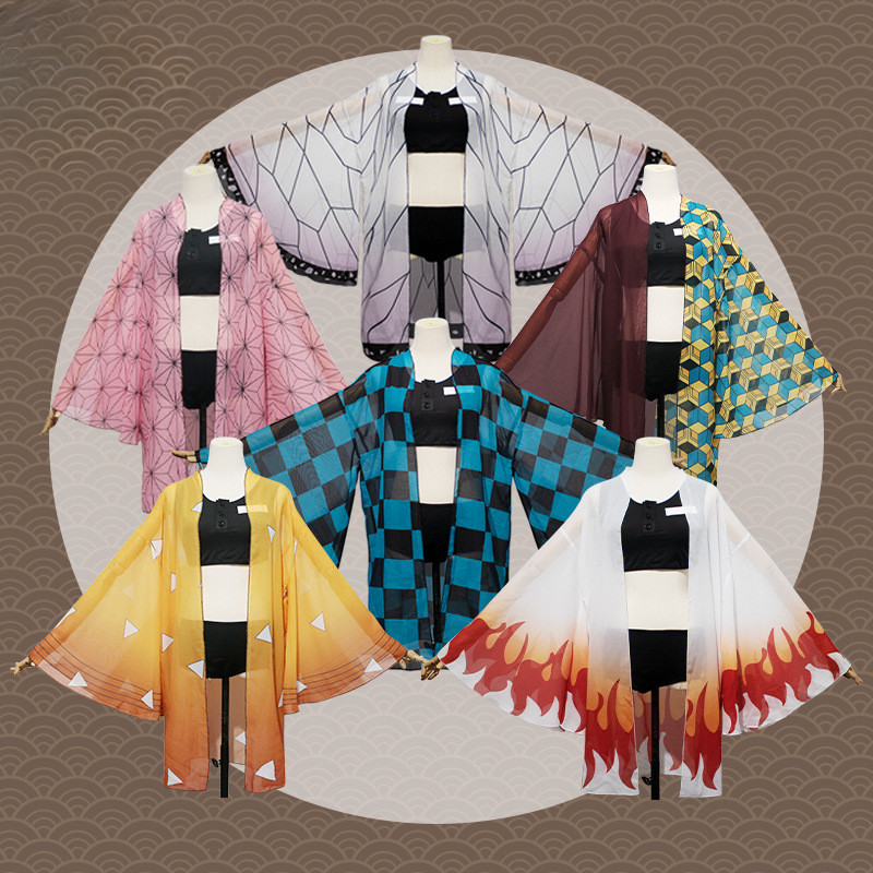 Demon Cosplay Kocho Hashira Shinobu Nezuko Swimwear Costume Swimming Doujin Slayers Cloak Anime Hall