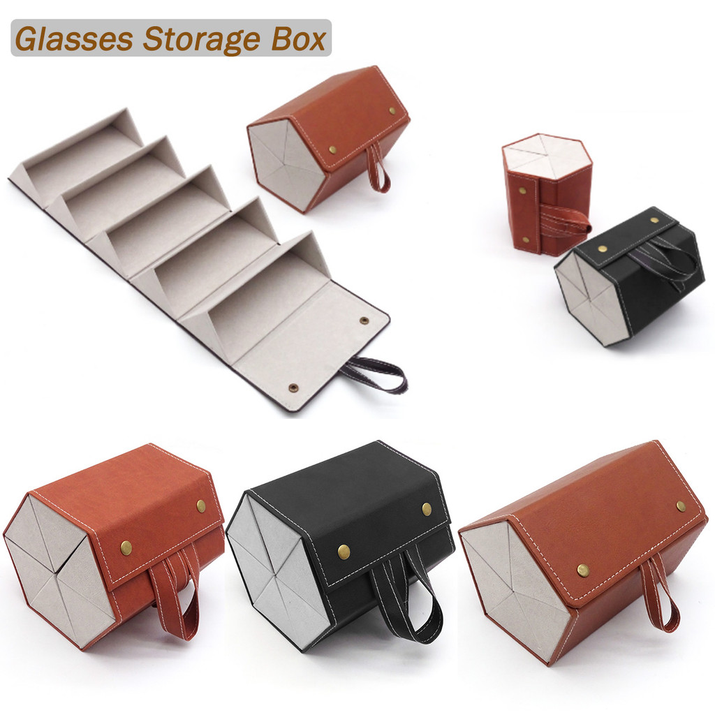 

New Portable Glasses Organizer Storage Wall Hanging Bag Eyeglass Storage Display travel Folding PU Leather Home Storage