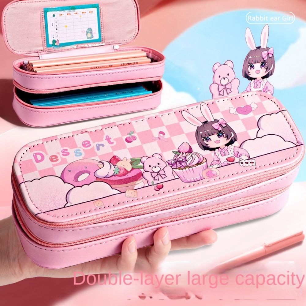 

Portable Pencil Case Large Capacity Multi-function Stationery Box Double-Layer Waterproof Storage Box Student School Supplies