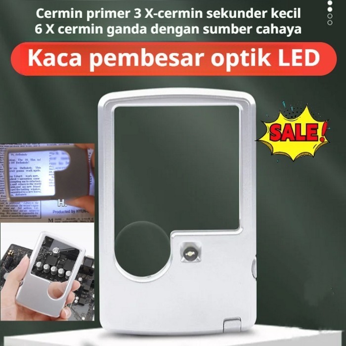 

Kaca Pembesar Lensa Optik Portable Lampu Light Led 3-6 Kali Ultra-Tipis Rectangular Magnifying Glass