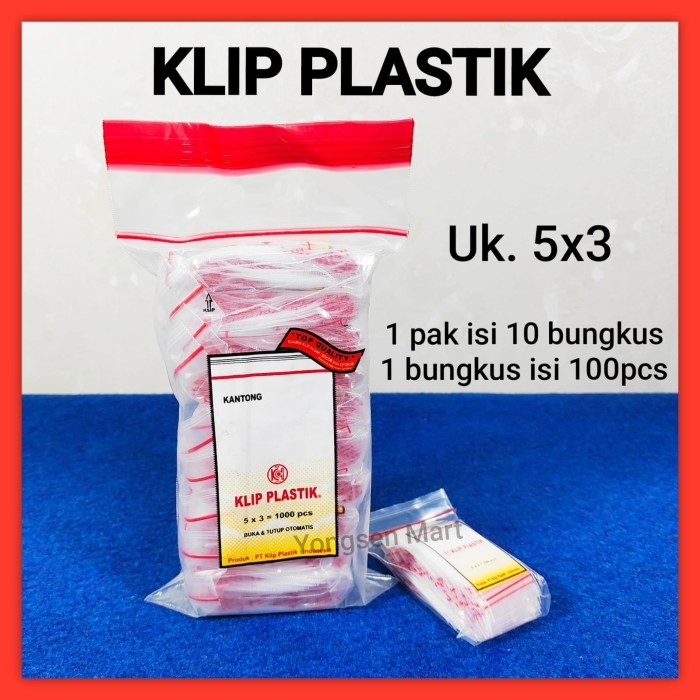 ( Harga 1 Pak ) Merk KLIP Plastik Klip kecil uk 5x3 cm plastik obat, ziplock