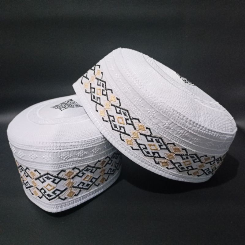 Peci Haji songkok kopiah putih motif sudemala keren