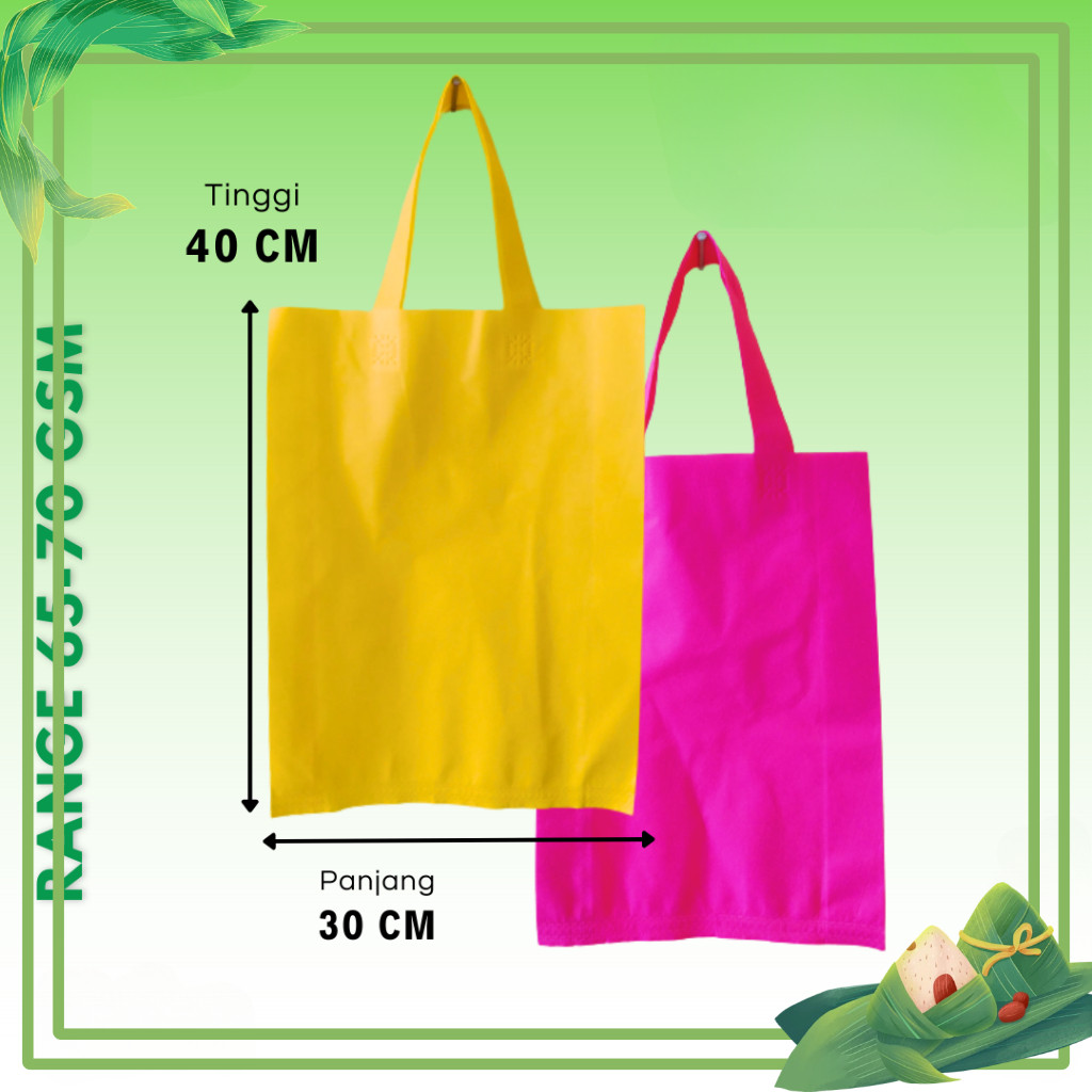 

1lusin (12pcs) PaHe (PAket HEmat) Goodie Bag Handle uk 30x40x8 kain 70gsm / Tas Spunbond
