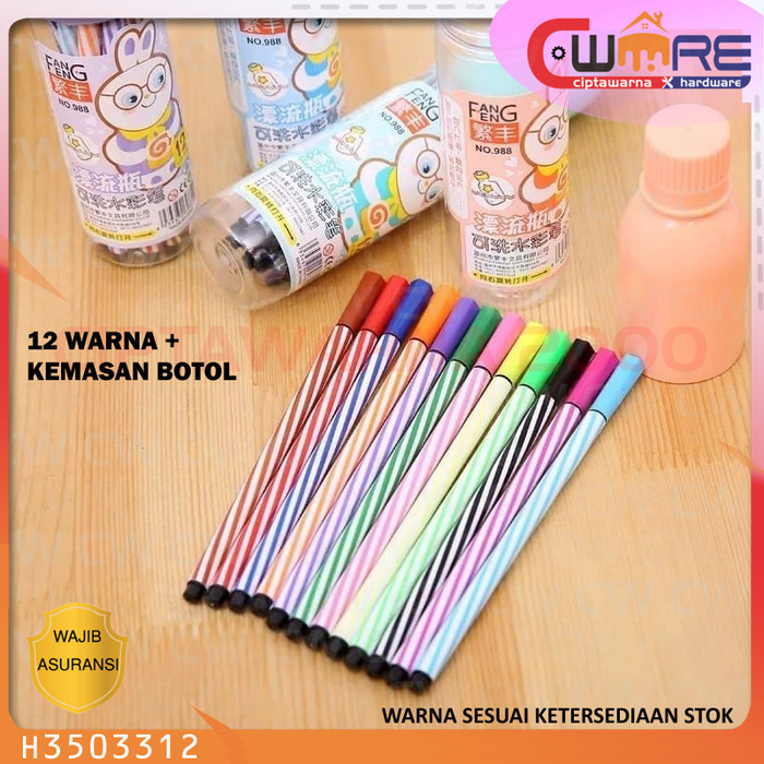

Spidol Gambar Warna Warni Kemasan Botol Alat Lukis Anak Sekolah isi 12 pcs - NATS CW2H
