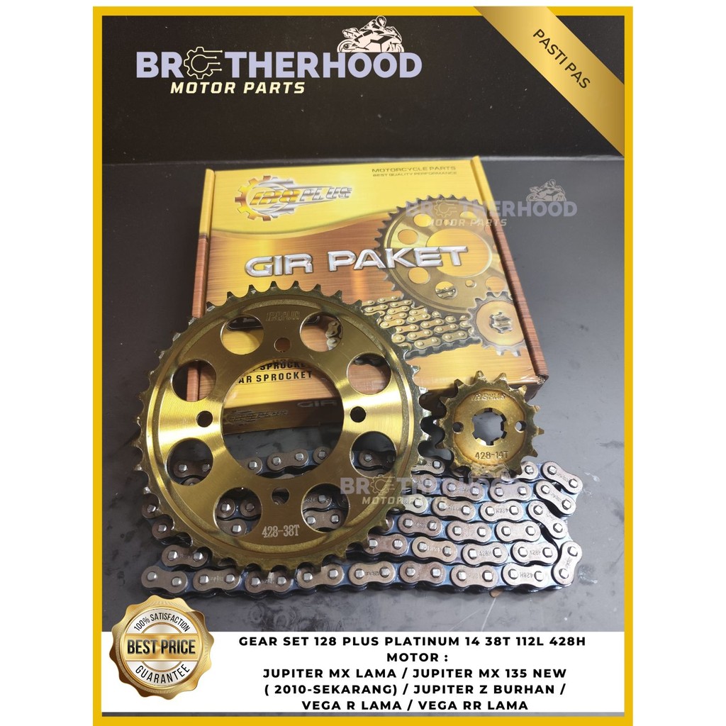 GEAR SET GIR GEAR PAKET JUPITER MX 135 NEW 14T 38T 112L 428H CHAIN KIT