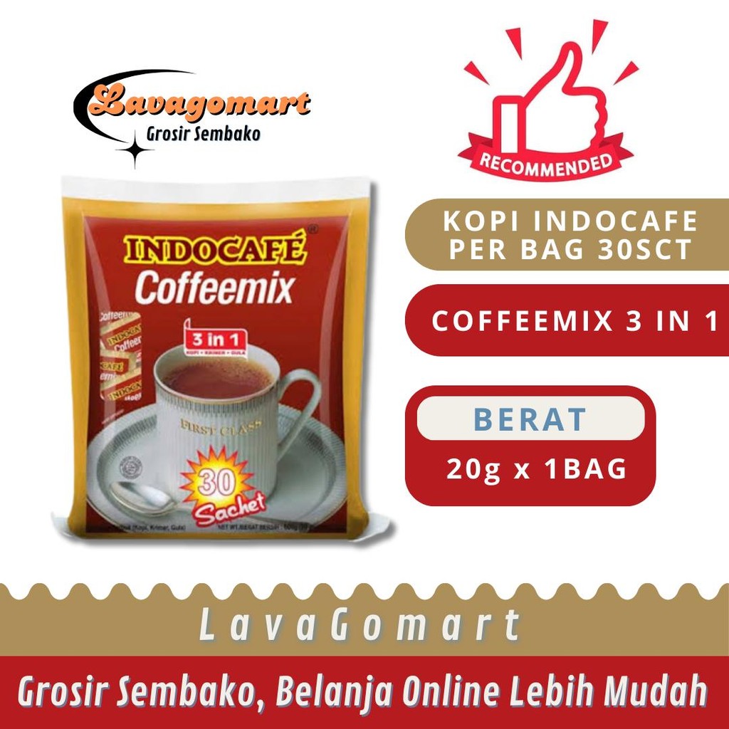 

KOPI INDOCAFE MIX BAG 30 X 20g - 1 BAG - LAVAGOMART - BANDUNG