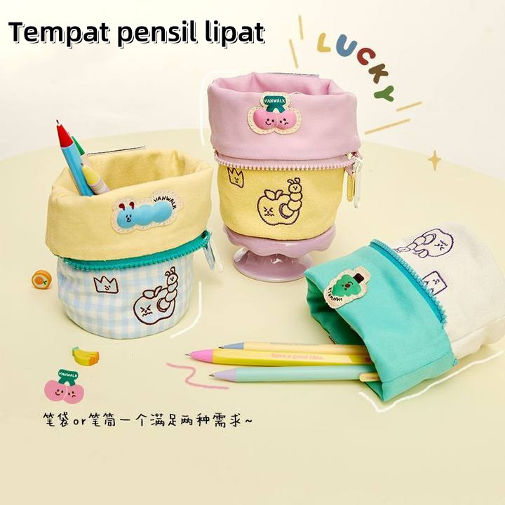 

Tempat Pensil Yang Bisa Dilipat kotak pensil lucu Case Tempat Pensil Berdiri Standing Pen Case Pouch Bag Makeup