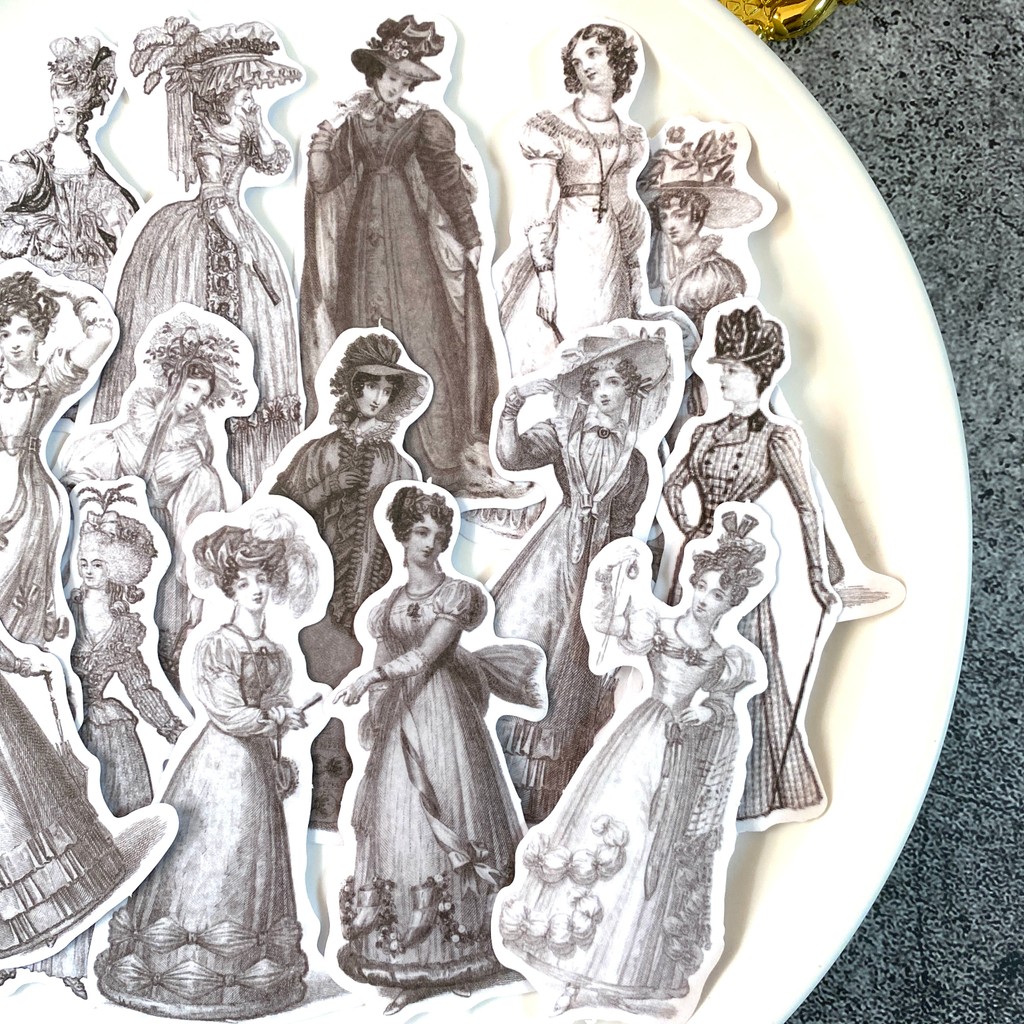 

45PCS Vintage hand-painted noble women stickers DIY scrapbooking collage mobile phone happy planner gift decoration