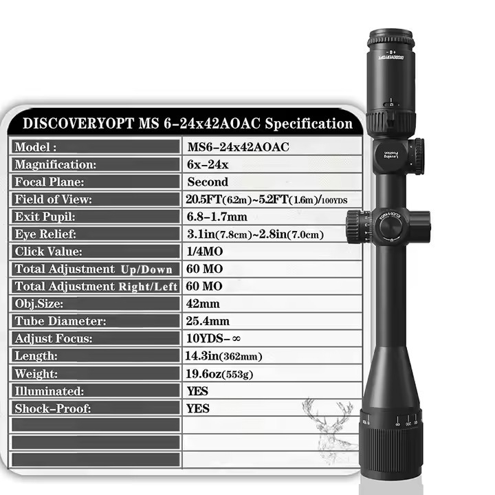 Teleskop Discovery MS 6-24X42AOAC Telescope Discoveryopt 6-24X42 AOAC Paralax Depan Anti Getar