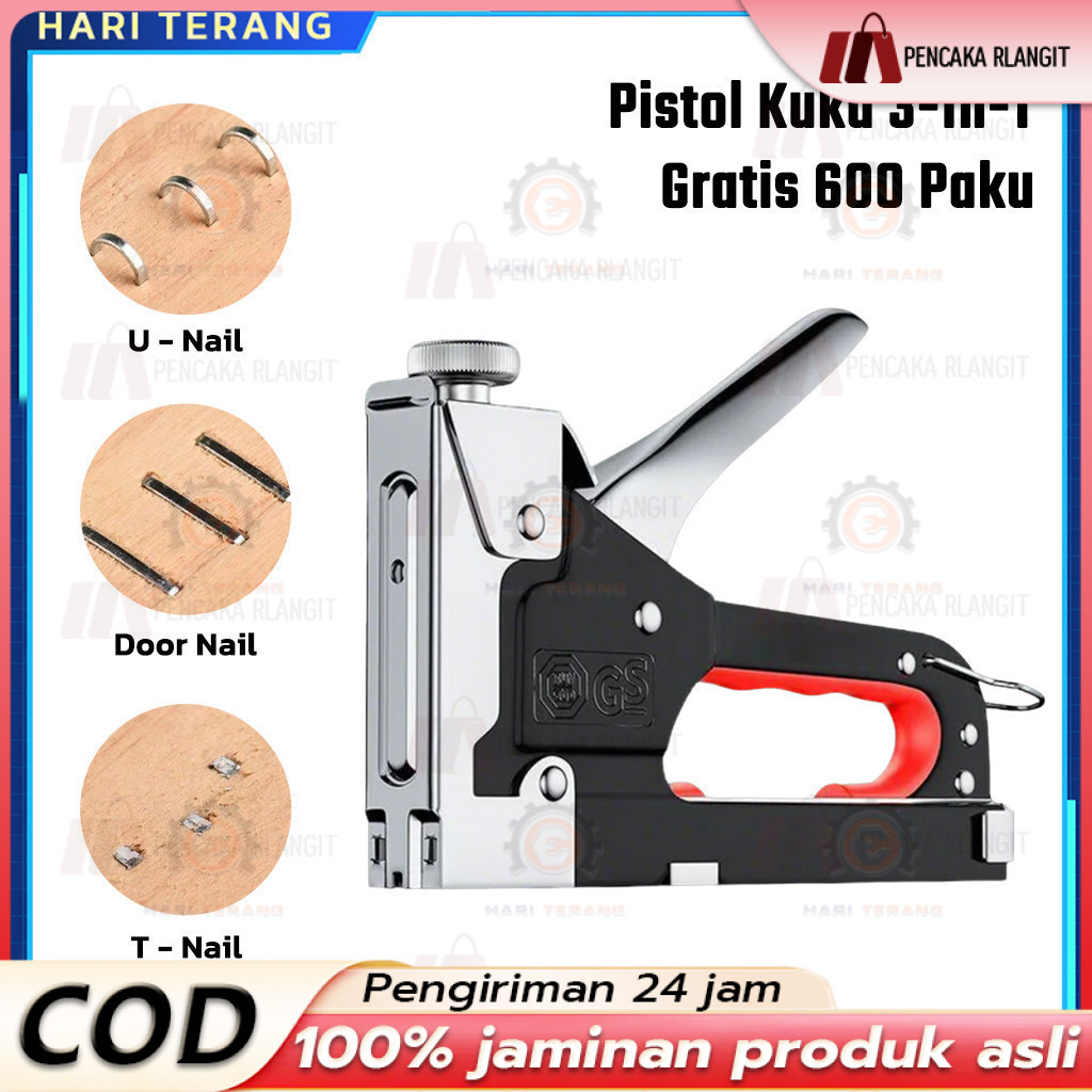 

Gratis 600 Paku / 3 In 1 Stapler Gun / 3 In 1 Pistol Kuku / Staples Tembak Gun Tacker / Powerfull Pistol Stapler / Furnitur DIY Pelapis Pistol Stapler / Dekorasi Rumah Alat Pertukangan / Multifungsi Pistol Stapler