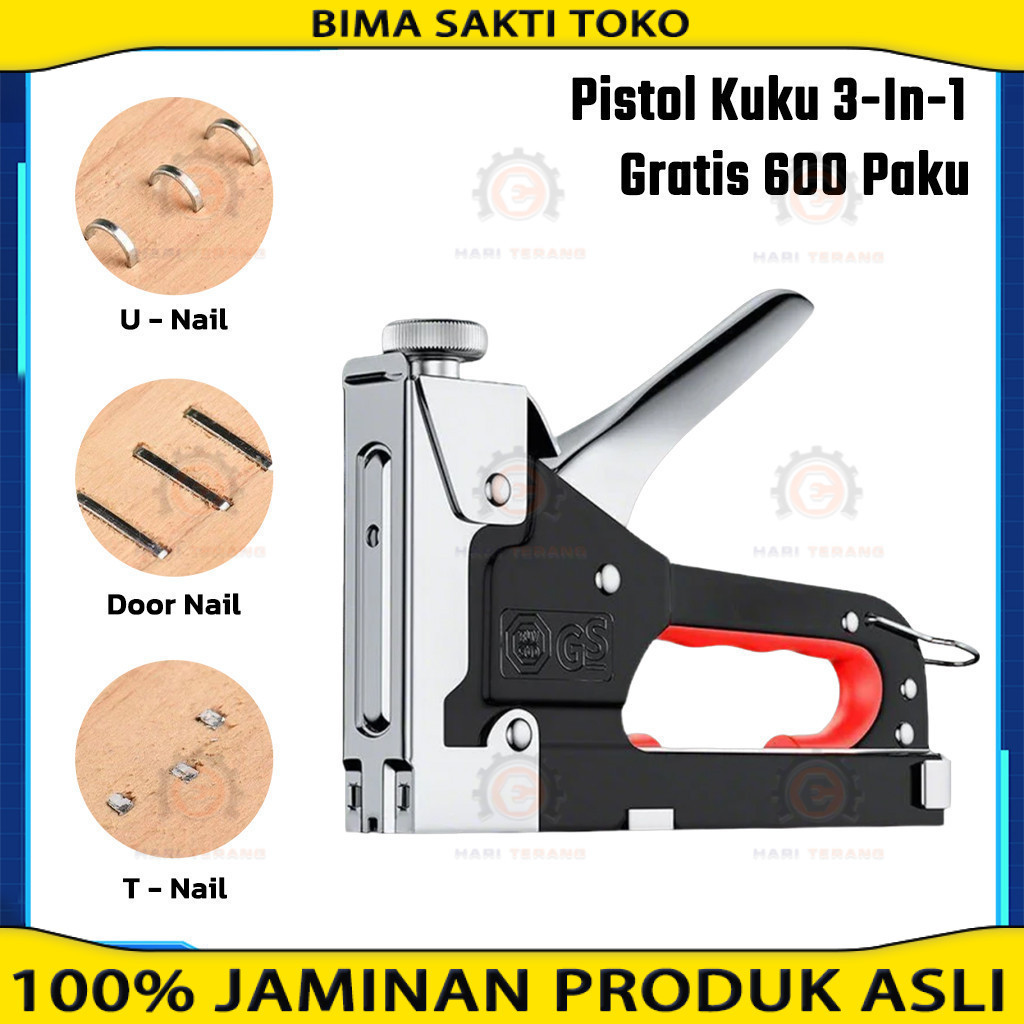 

Gratis 600 Paku / 3 In 1 Stapler Gun / 3 In 1 Pistol Kuku / Staples Tembak Gun Tacker / Powerfull Pistol Stapler / Furnitur DIY Pelapis Pistol Stapler / Dekorasi Rumah Alat Pertukangan / Multifungsi Pistol Stapler
