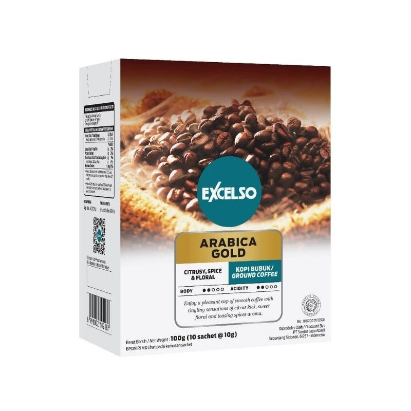 

Excelso Single Serving Arabica Gold Kopi Bubuk 10 Sachet x 10 gr