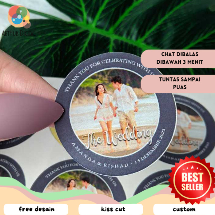 

AHD 9-15 Print Sticker Wedding Souvenir Stiker Bulat Chromo Custom Ucapan Nikah Free Desain