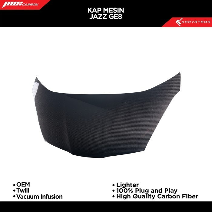 Kap Mesin Carbon Jazz GE8 OEM Style | MCI Carbon by Karyatama