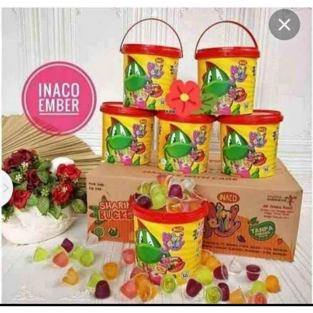 

HAFKAMSHOP Inaco Mini Jelly Bucket (50pcs-750g) - jeli enak harga murah