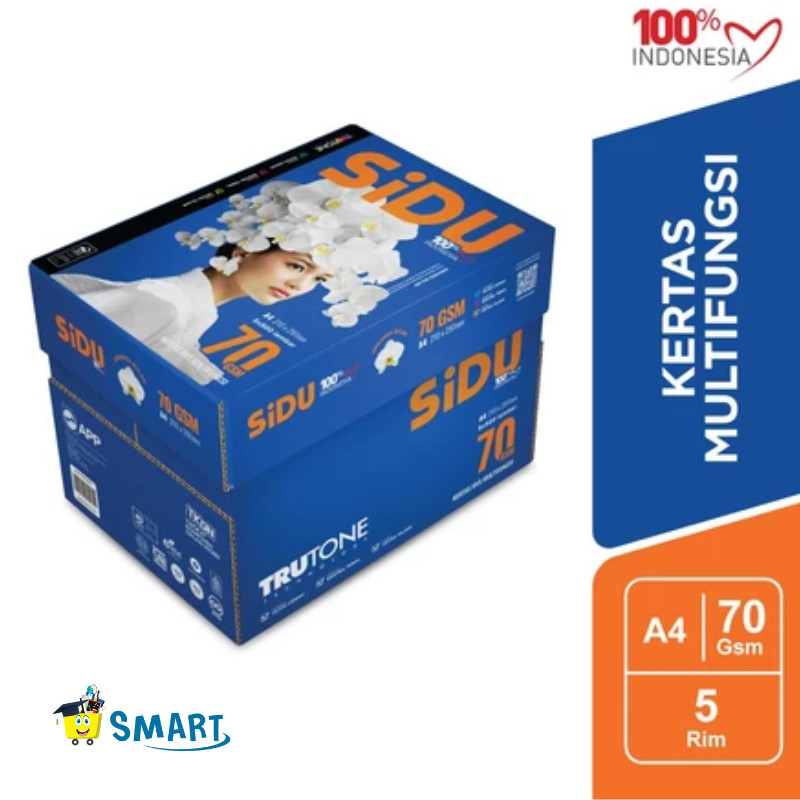 

KERTAS HVS SIDU FC A4 70 GRAM / SIDU Kertas Fotocopy 70 GSM A4 Anti Macet 1 dus isi 5 RIM