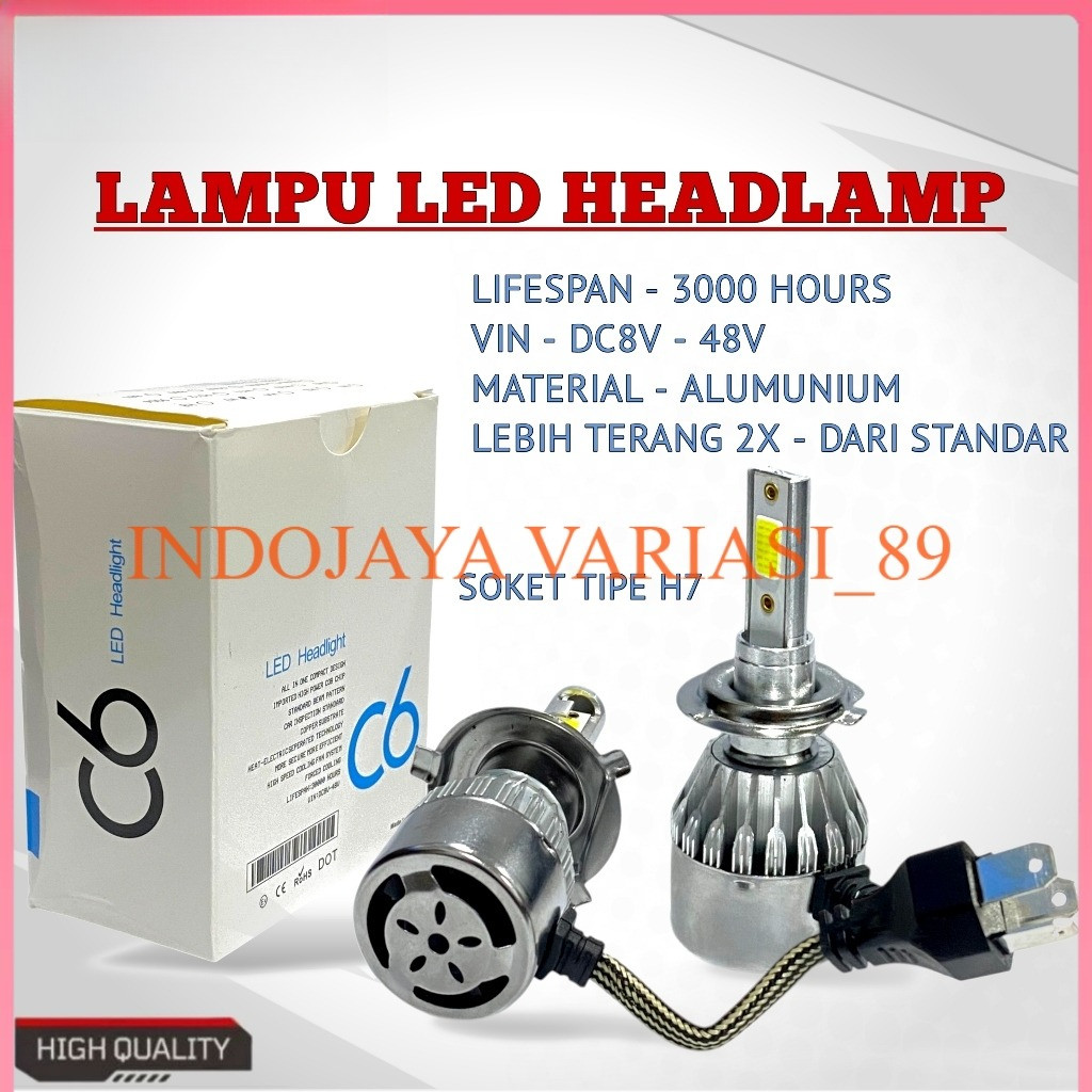 LAMPU LED C6 HEADLAMP LED C6 H4 H7 36W COB 2PCS MOBIL DAN MOTOR indojaya
