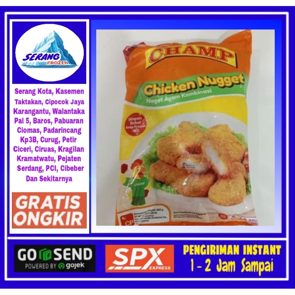 

Nugget Champ 900gr, Nugget Ayam,Naget Ayam, Serang Frozen