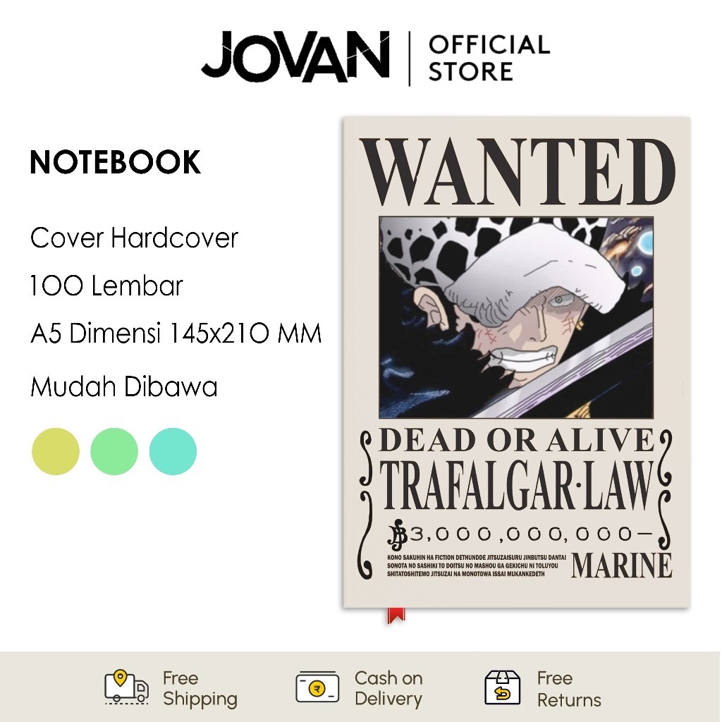 

Notebook Hardcover Custom Trafalgar Law Wanted Poster One Piece Buku Tulis Catatan Note Agenda Planner Jurnal Diary Notebook Anime
