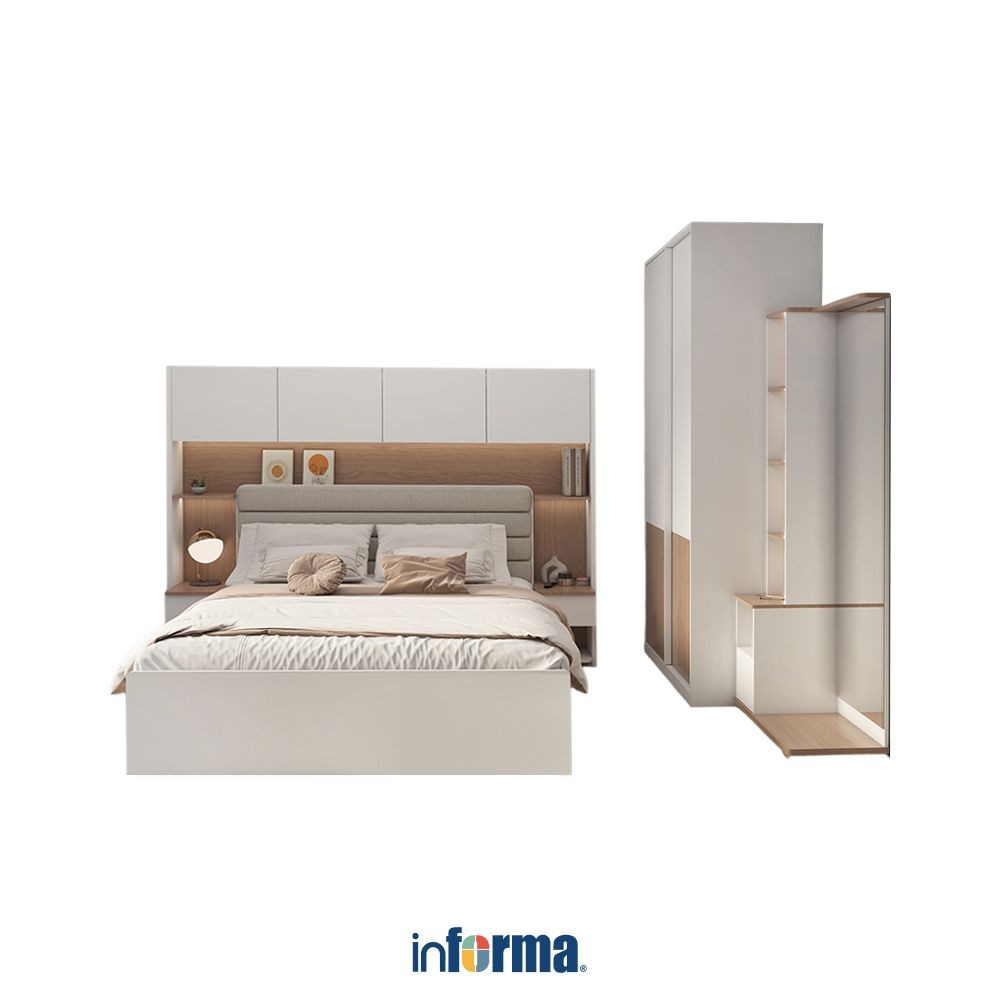 Informa 160X200 cm Iora Set Kamar Tidur - Putih Set Bedroom Furniture Kamar Tidur Set Tempat Tidur L