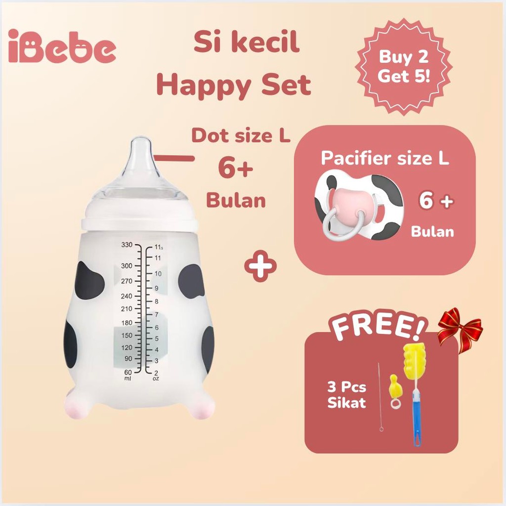 {buy2get5} 3bln+ MooMoo ibebe baby bundle silicon botol susu + Empeng new born set Bayi  mpasi pacif