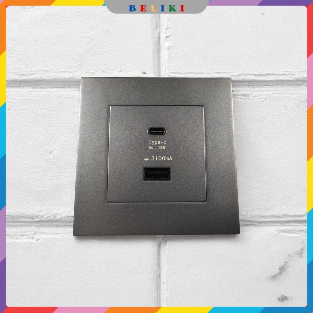 Stop Kontak Dinding USB Type C Multi Port Wall Socket 5V/3.1A - E86