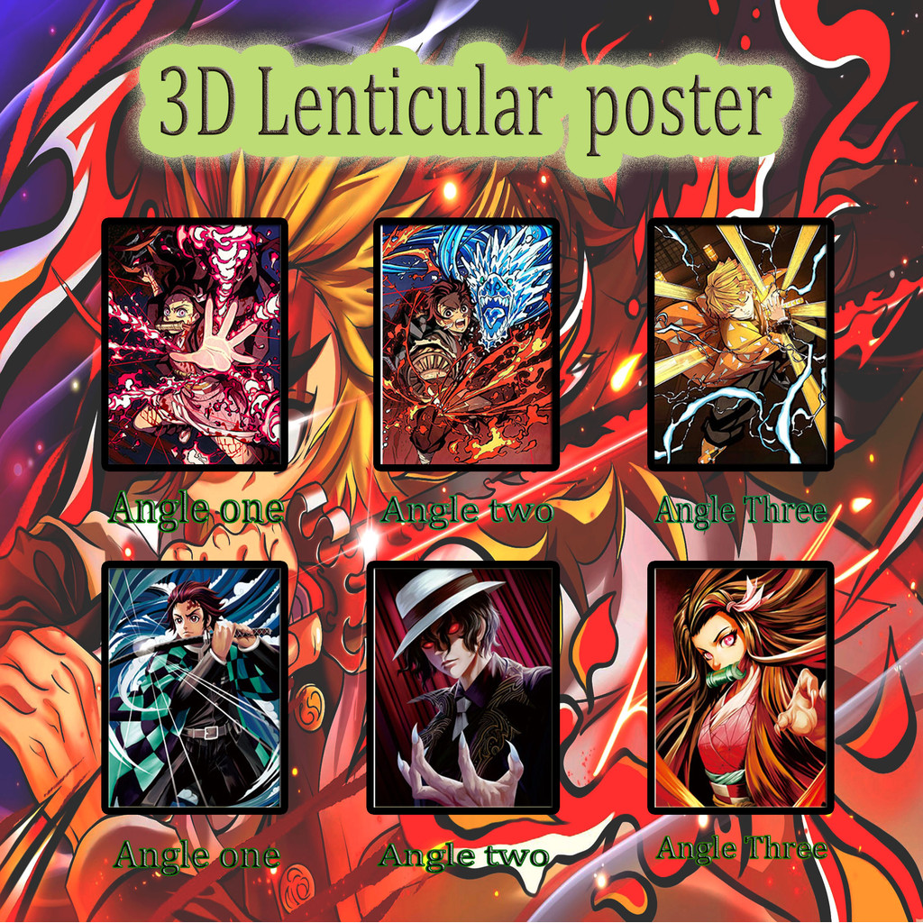 3D Lenticular Print Poster Demon Slayer Anime Tanjirou Gradual 3D Wallpaper Flip Picture Wall Art De