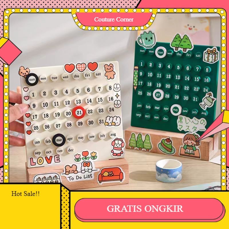 

【CORNER1】 SALE!! Kalender Meja Abadi Permanent Calendar Diy Kalender
