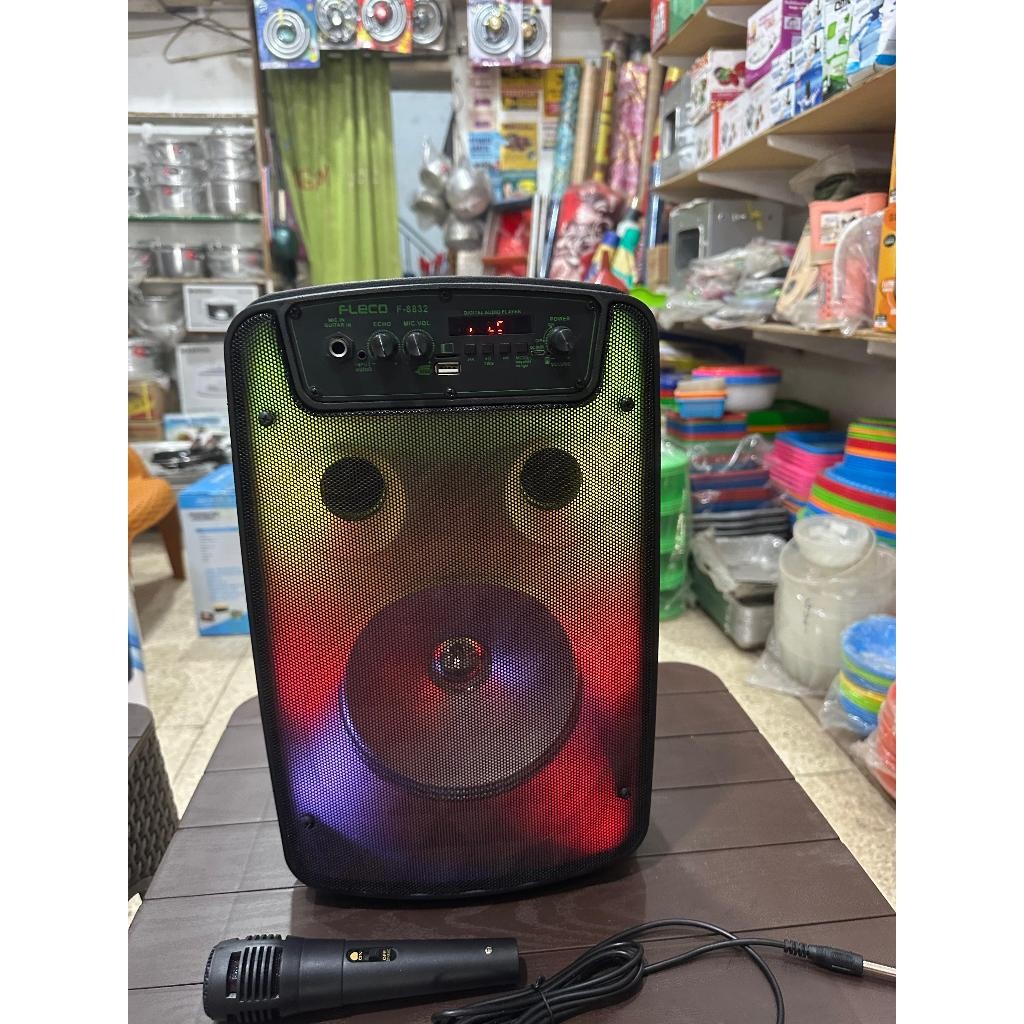 SPEAKER BLOETOOTH KARAOKE FLECO 6L uk. 8'5 inch LED BONUS MIC KABEL/SALON KARAOKE FREE ONGKIR