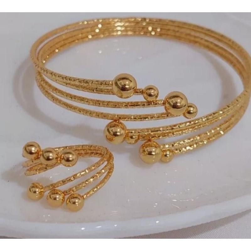 Gelang tangan Wanita gelang tangan bolah ffet cinci titanium asli 08 Termurah Emas Kulit