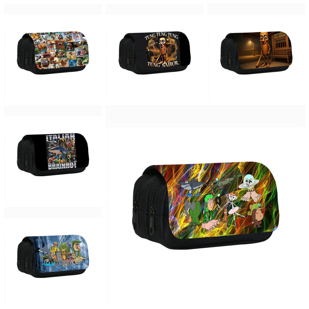 

Italian Brainrot Pencil Case Cosmetic Bag Pencil Box Tralalerotralala Tung Tung Sahur Office Pen Holder Case Students Stationery
