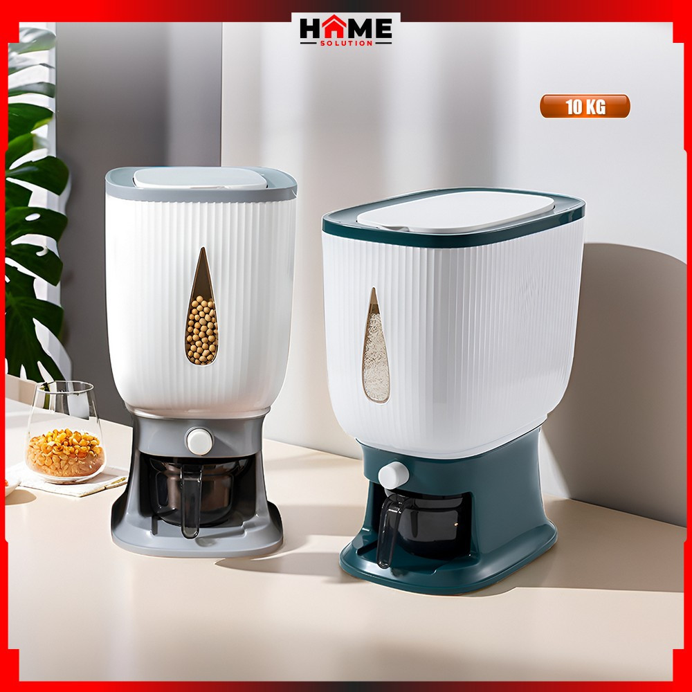 

New Dispenser Beras 10 KG Rice Dispenser Tempat Wadah Penyimpanan Beras Otomatis Dengan Wadah Pengering Beras Serbaguna Home Solution SH003Premium