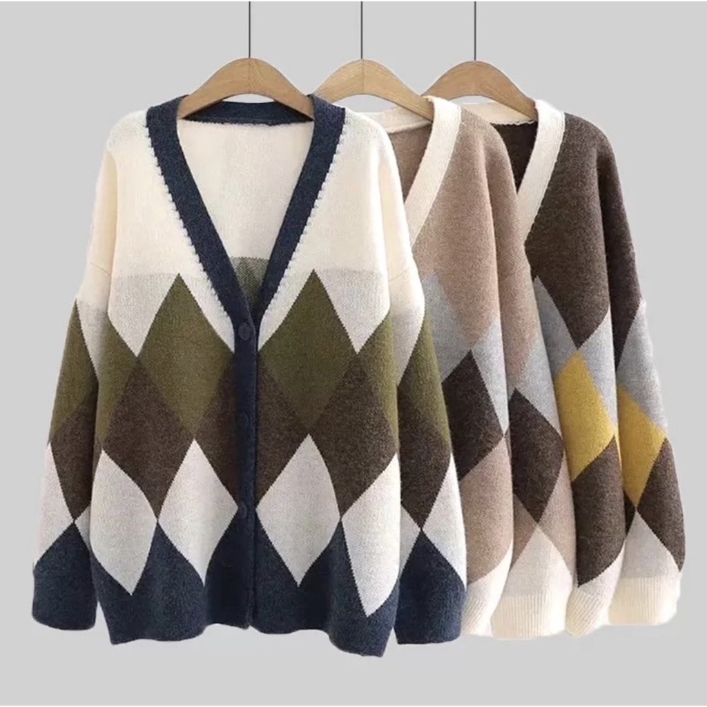 Baju Korea / Fluor.Inc - Cardigan Rajut Wanita Oversize Premium / Cardigan Rajut Wanita Faakhira Ove