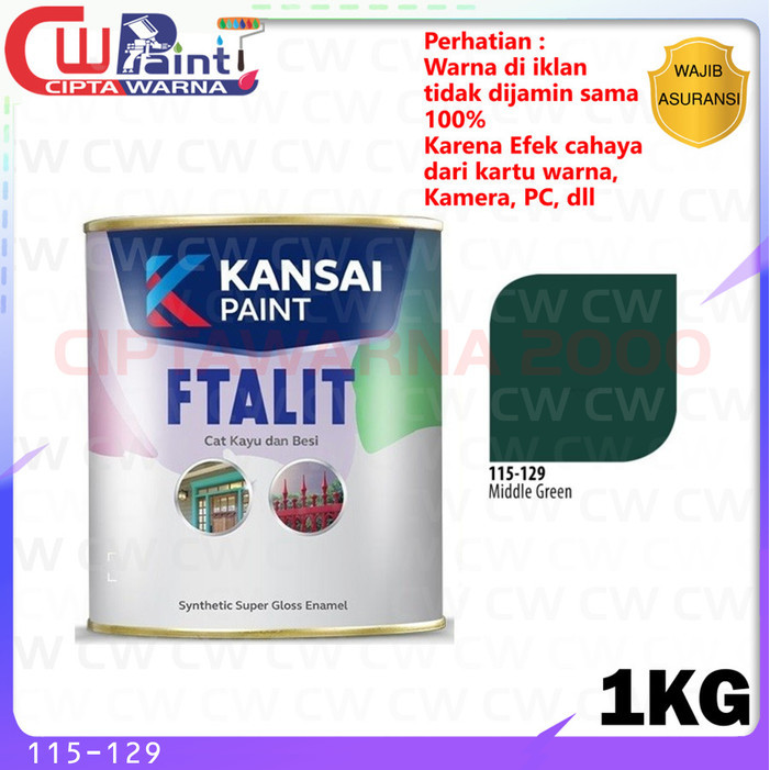 FTALIT Cat Minyak Pelapis Besi Kayu Kansai 115 - 129 Middle Green Hijau Ijo 1 Kg - CWK