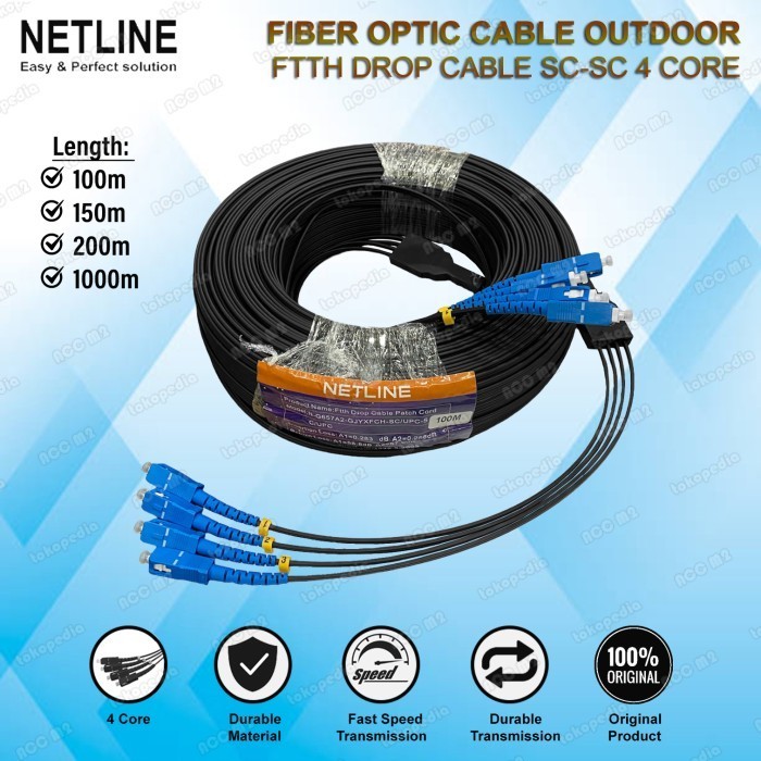 NETLINE Kabel Precon FO Fiber Optic 4 Core SC UPC Outdoor Dropcore Fiber Optik 50 100 150 200 300 40