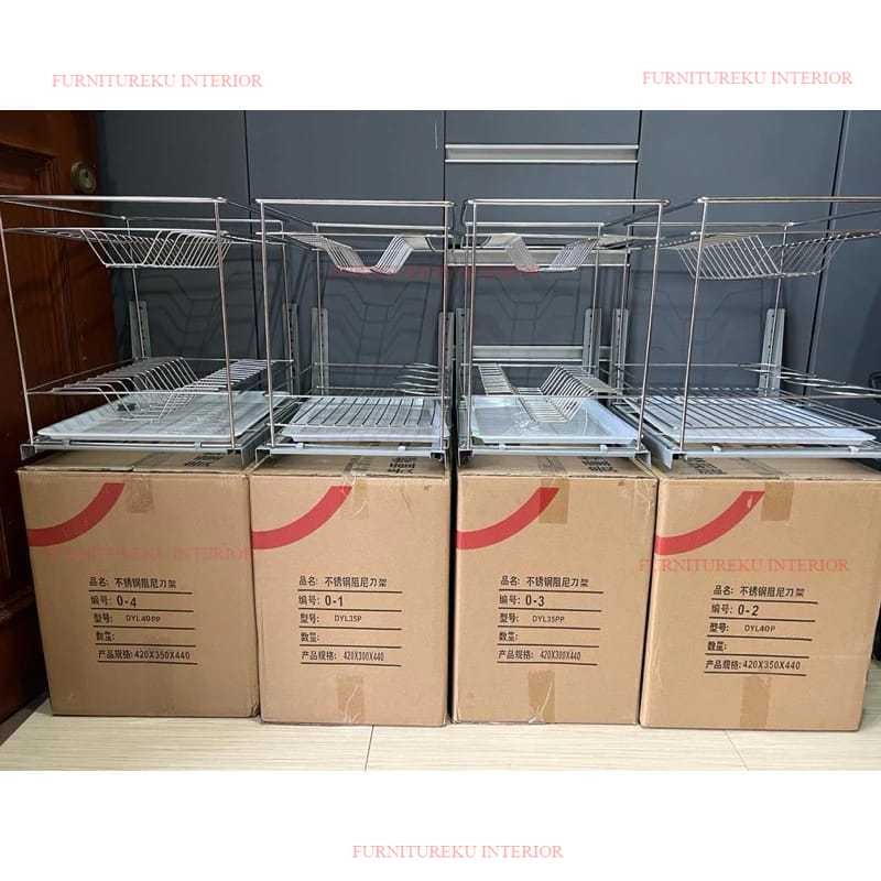 Furniture rak piring rak botol kitchen set slow motion /  rak piring tarik kitchen set / rak piring 
