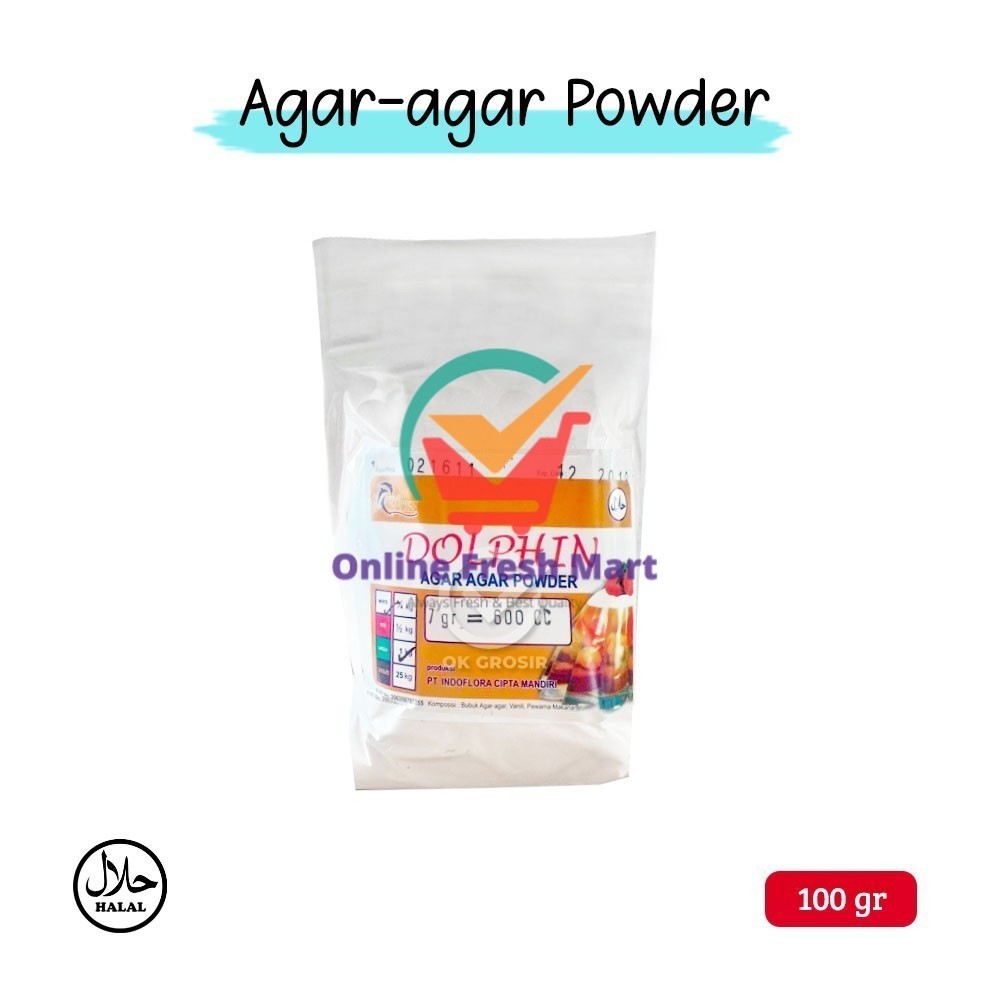 

Agar - Agar Dolphin Bubuk / Powder (100 gr) - Online Fresh Mart Denpasar
