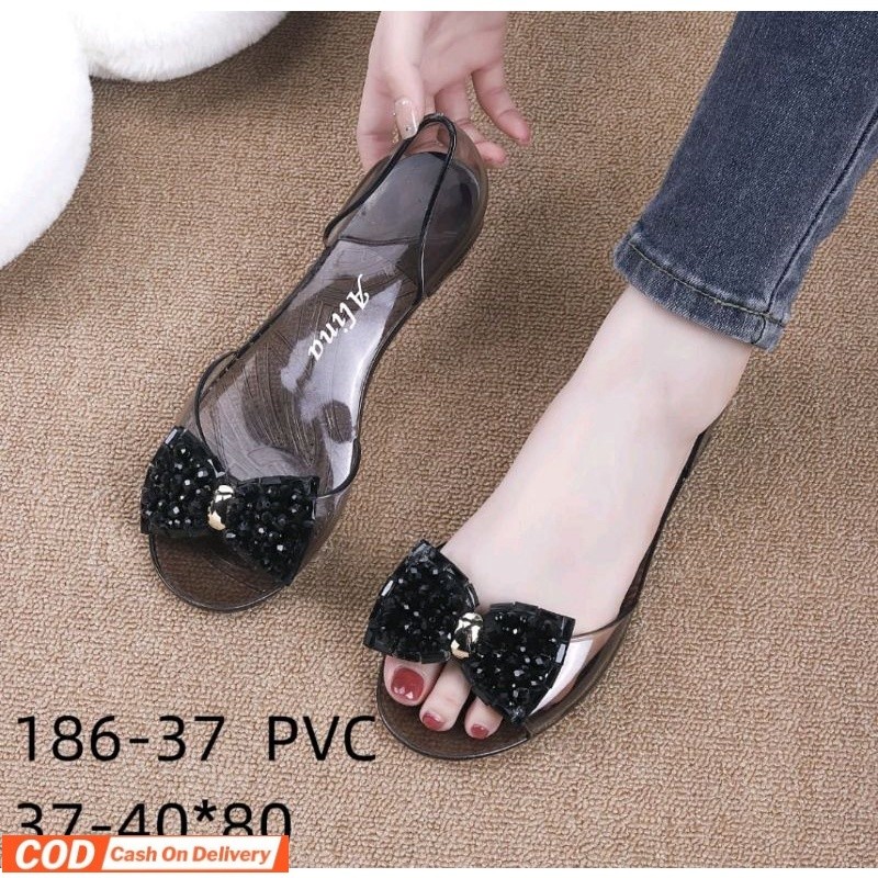 ALANA- Sepatu Jelly Kaca Wanita/Flatshoes Kaca Pita Transparan Summer's
