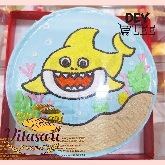 

VITASARI Birthday Cake Karakter BABY SHARK Bulat 20cm Kue Ulang Tahun Bandung