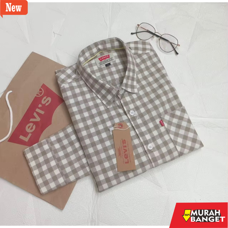 kemeja kotak kotak cowok Kemeja Slimfit 501 USA Original kotak-kotak formal // Kemeja kasual kotak-k