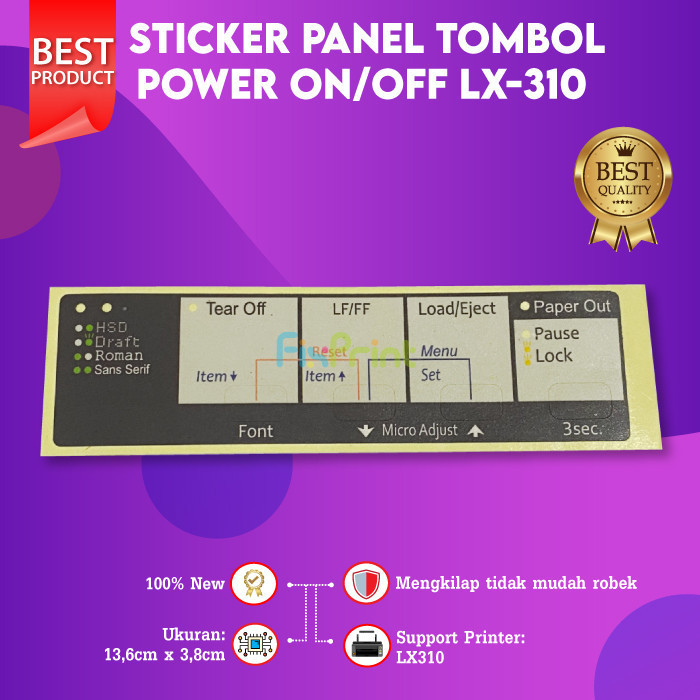 FixPrint Sticker Panel Printer E LX310 Sticker Tombol Power ON OFF LX-310 New