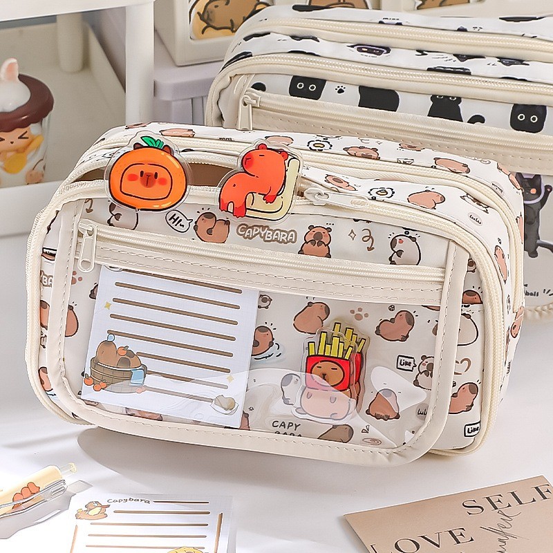 

High Quality Kapibara Cartoon Pencil Case with Flip Top for Easy Access and Large Capacity for Stationery Storage