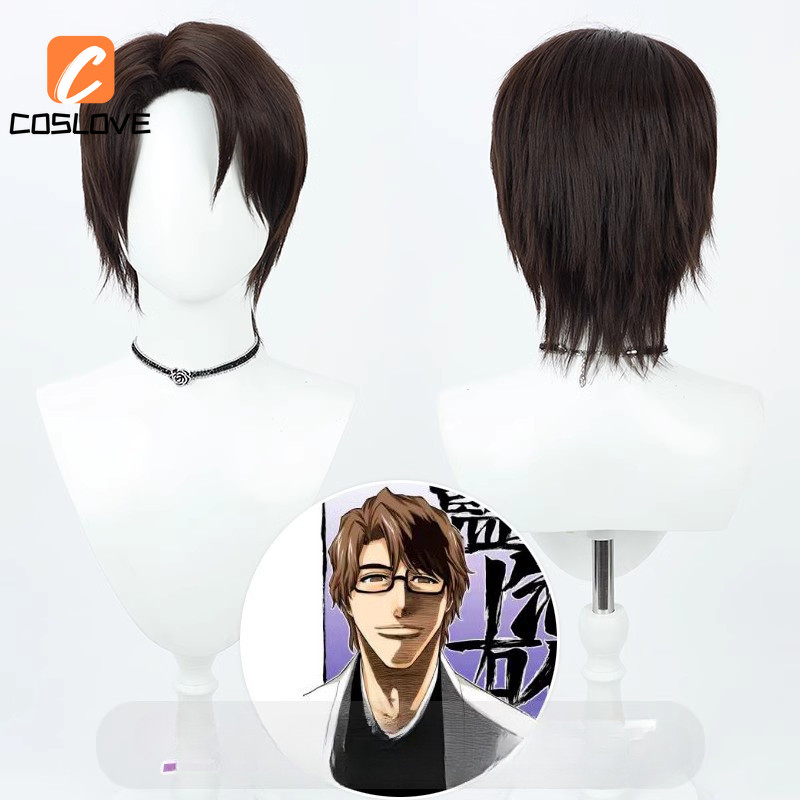 Anime Bleach Aizen Sosuke Cosplay Wig Suit For Man Outfits Cosplay Short Straight Hair Decoration Wi