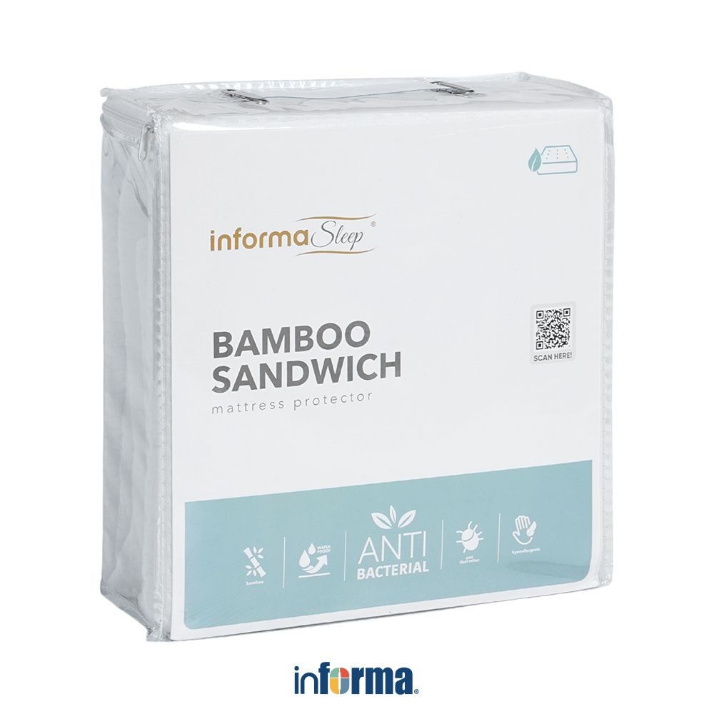 Informa Sleep 120x200 cm Pelindung Kasur Bamboo Sandwich Mattress Protector Penutup Atas Matras Peng
